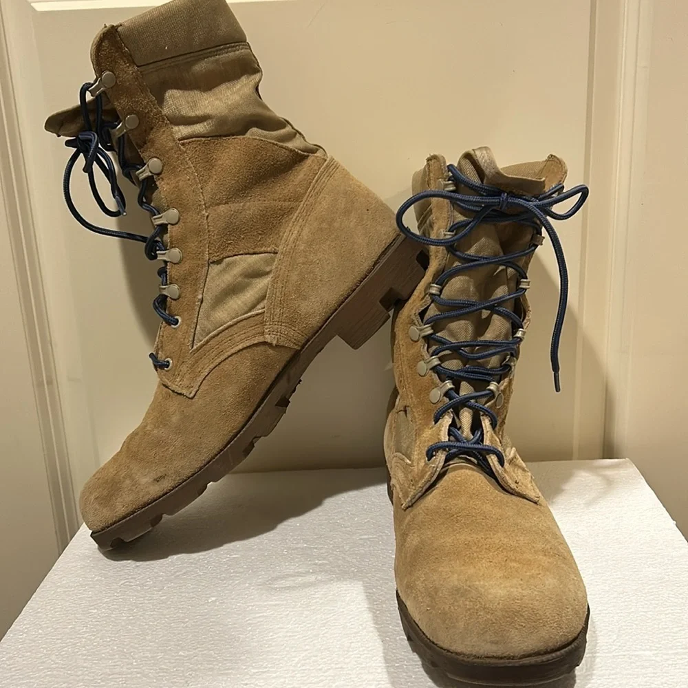 Ro-Search mens Army Combat Tactical Training lace up Boots suede canvas size 12